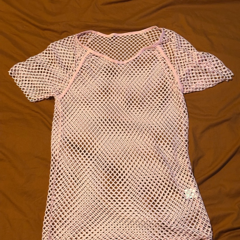 NWOT Pink Mesh Short Sleeve Top